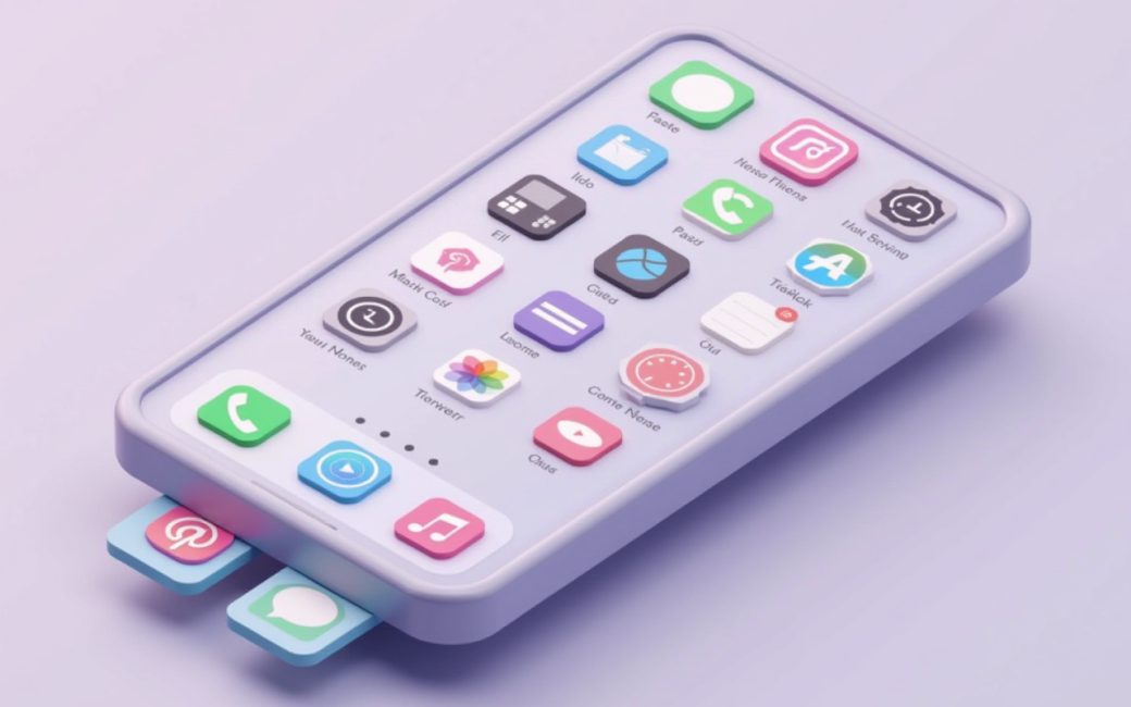 Smartphone screen showing colorful app icons arranged on a home screen.