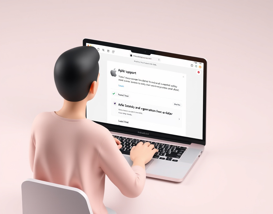 Person reviewing macOS support information on MacBook Air