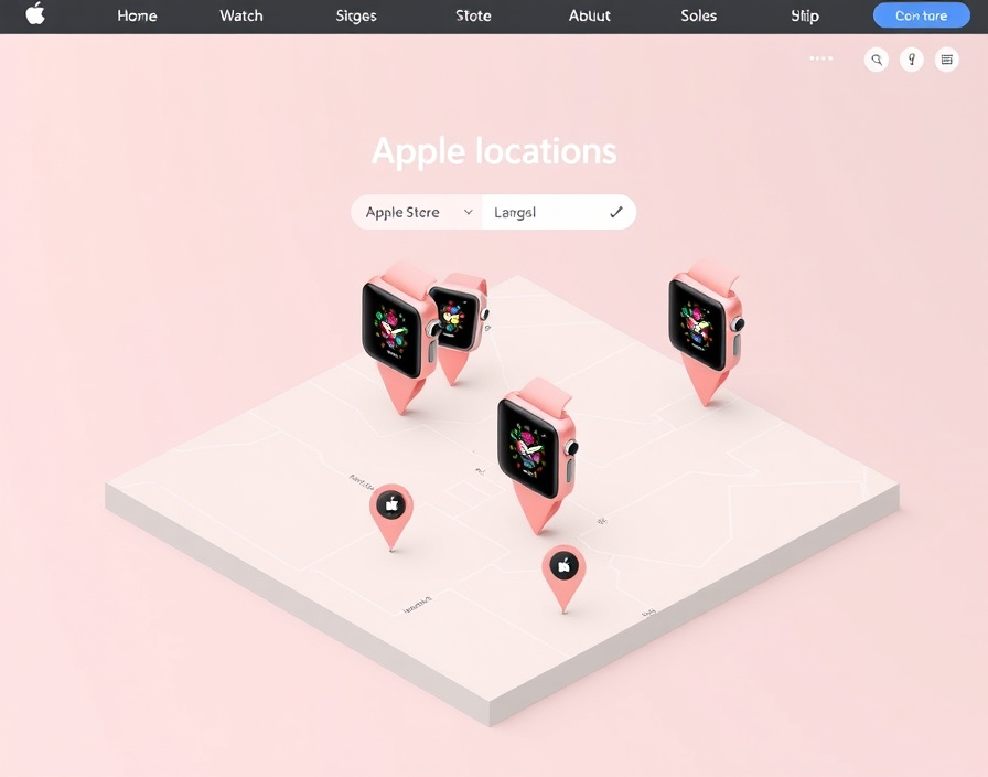 Map view showing nearby Apple Store locations and hours on Apple's website