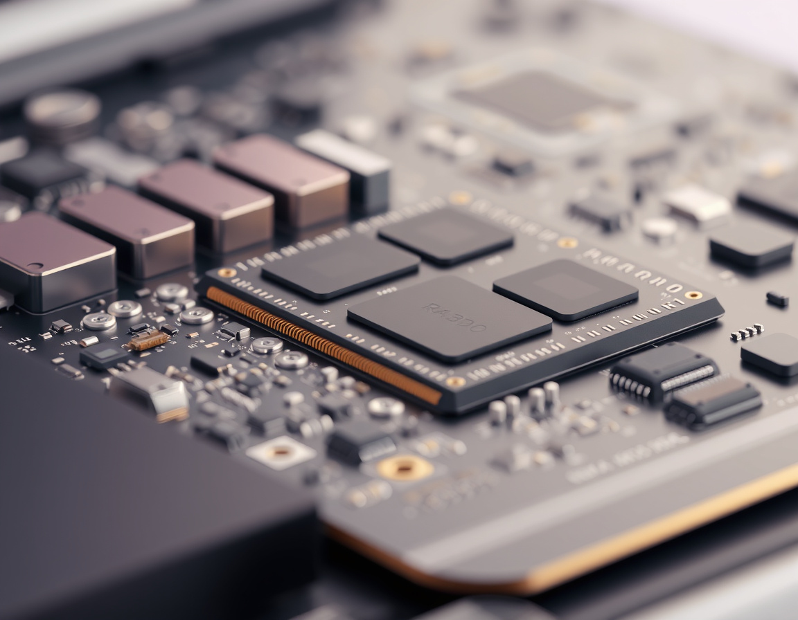 Laptop motherboard with soldered RAM chips